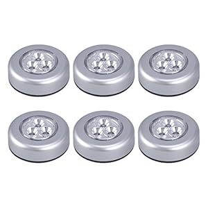WINOMO 3-LED Tap Battery Powered Push Lamp – 6 Pieces