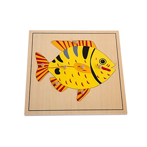 Montessori Nature Materials Fish Puzzle for Early Preschool Learning Toy