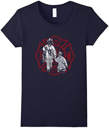Women's Firefighters gifts T Shirt - A Firefighter and Kid Large Navy