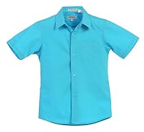Gioberti Boy's Short Sleeve Solid Dress Shirt, Teal, 4