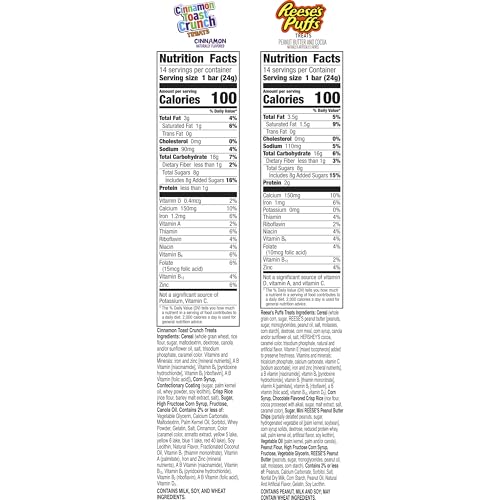 CINNAMON TOAST CRUNCH AND REESE’S PUFFS CEREAL TREAT BARS VARIETY PACK, SNACK BARS, 28 CT, 23.8 OZ