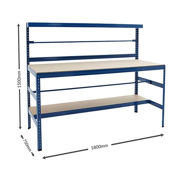 Verpackungsstation | Packtisch | Tragkraft 300 kg | HxBxT 1500 x 1800 x 750 mm | Unkomplizierte Steckmontage | Werktisch… – Bild 3
