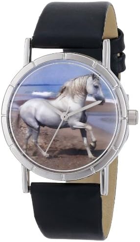 Whimsical Watches Kids' R0110021 Classic Andalusian Horse Black Leather And Silvertone Photo Watch