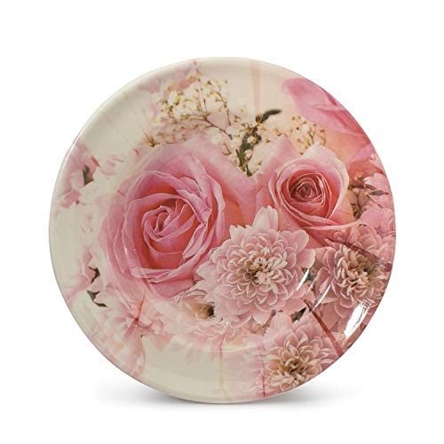 Gallery99 High Grade Beautiful Flower-Round Melamine Quarter Serving Dinner Plates Dishwasher-Safe Break-Resistant for Home & Kitchen, Restaurant Use - Full Size, Vintage Design (Pink/Set of 6) 2 Gallery99 High Grade Beautiful Flower-Round Melamine Quarter Serving Dinner Plates Dishwasher-Safe Break-Resistant for Home & Kitchen, Restaurant Use - Full Size, Vintage Design (Pink/Set of 6) - Image 2
