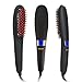 INTEY Hair Straightening Brush，Electric Straightener Hair Brush with Auto Shut Off, Anion Hair Care and Temperature Lock Function, Black