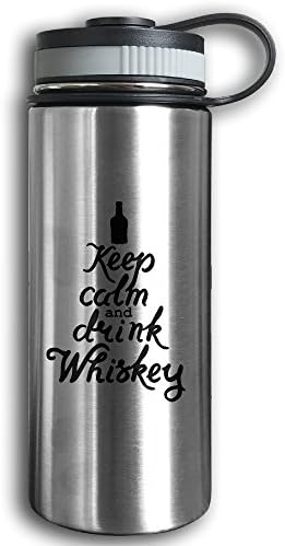 Keep Calm And Drink Whiskey Sports Water Bottles Stainless Steel Thermal Insulation Large Capacity Sports Bottles For Outdoor Running Camping Gym