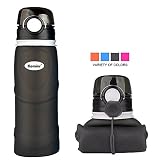 Kemier Collapsible Silicone Water Bottles-750ML,Medical Grade,BPA Free,FDA Approved.Can Roll Up,26oz,Leak Proof Foldable Sports & Outdoor Water Bottles