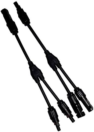 Aolailiya 1 Pair Double Protection MC4 Y Branch Solar Panel Adaptor Cable Connectors (1M2F+2M1F)