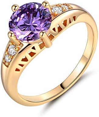 kittipong Amethyst Purple Sapphire 18K Yellow Gold Filled Women Lady Banquet Finger Rings (8)