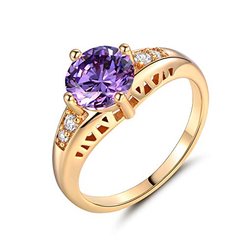 kittipong Amethyst Purple Sapphire 18K Yellow Gold Filled Women Lady Banquet Finger Rings (8)