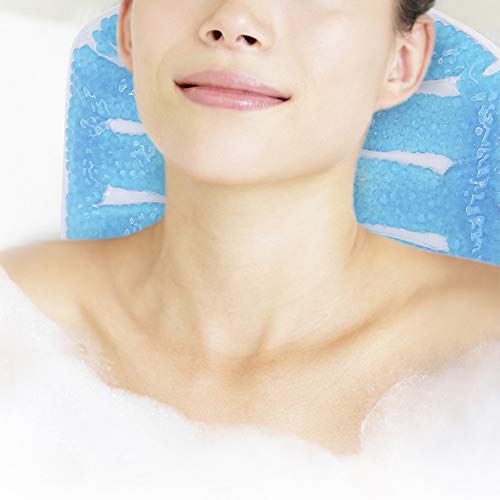 Bath Tub Spa Pillow Cooling Gel Beads W/Suction Cups Comfort Neck Relax Cushion - Thumbnail 2