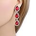 EleQueen Women's Gold-tone Austrian Crystal Teardrop Pear Shape 2.4 Inch Long Clip-on Dangle Earrings Ruby Color