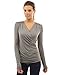 PattyBoutik Women's Faux Wrap Long Sleeve Pullover Blouse