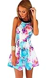 Imvation Women Summer Floral Sleeveless Backless Night Club Cocktail Party Dress