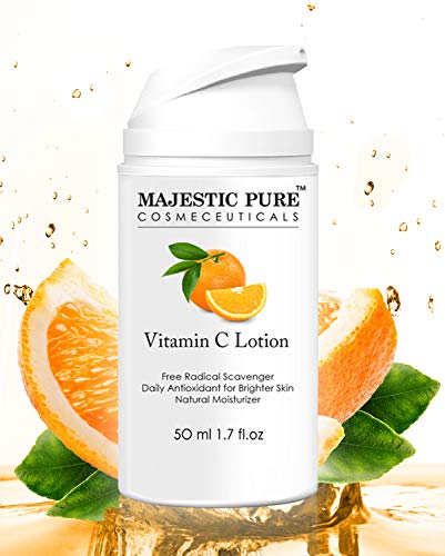 Vitamin C Lotion Moisturizer for Face and Neck by Majestic Pure - Age Defying, Reduces the Appearances of Wrinkles, Fine Lines and Dark Spots - 50ml