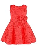 Acefast INC Kids Toddlers Girls Princess Party Flower Solid Lace Formal Dress (130 (5-6 Years), Red)