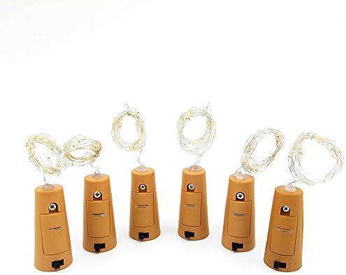 Pack of 6 Sets Wine Bottle Cork Lights, ATTAV Warm White LED Cork Shaped Starry String Lights - 15LED 30inch/75cm Copper Wire Fairy Lights for Bottle DIY, Party, Christmas, Wedding, Dancing