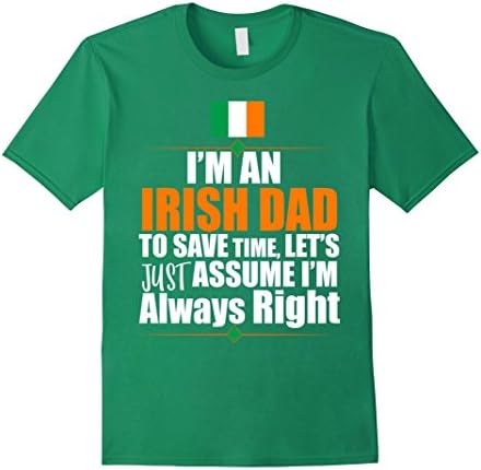 Mens  I'M An Irish Dad Father's Day Gift Ireland Flag T-Shirt Large Kelly Green