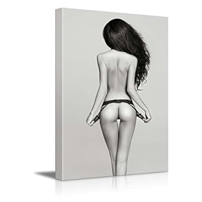 Nude Model With Black Garter Belt Lingerie - Canvas Art