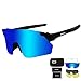 HTTOAR Cycling Glasses Sports Sunglasses with 3 Interchangeable Lenes for Men Women (Black blue)
