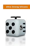Fidget Cube Fidget Dice Toy - Relieves Stress, Anxiety Helps to Focus - For adults and children - Extra Durable Silicon Non-Plastic Twiddle Cube (Grey-Black)