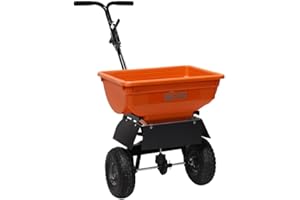 Agri-Fab 45-0575, 85lb Capacity Push Ice Melt Broadcast Spreader, Approximately Coverage of ¼ Acre (14,000 sq. ft.), 10-Ft Spread Width, Direct Rod Control, Includes Grate and Built in Deflector