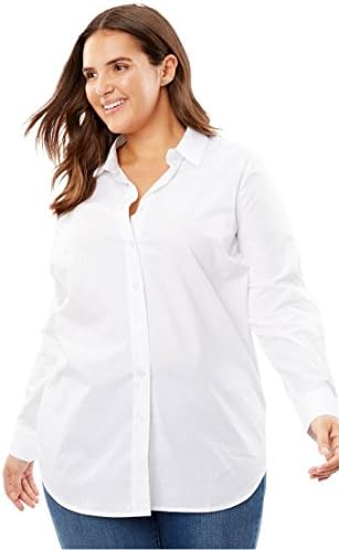 Women's Plus Size Perfect Long-Sleeve Button Down Shirt