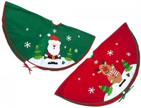 Christmas Xmas Tree Skirt Base Cover Santa/Reindeer Decoration Green/Red (Random colour shipped)