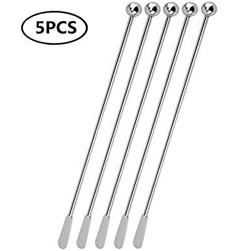 JSDOIN Stainless Steel Coffee Beverage Stirrers Stir Cocktail Drink Swizzle Stick with Small Rectangular Paddles (5Pcoffeestirrers)