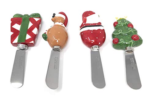 Christmas Holiday Spreader Knives Set of 4 For Cheese, Spread And Dips