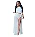 Womens Sexy 2 Pieces Outfits Chiffon Wrapped Crop Top Skirt Bandage Club Dress (L, white)