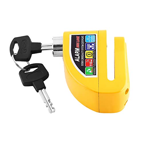 Cuque Disc Brake Lock Motorcycle Anti-Theft Brake Lock Scooter Bicycle Security Alarming System with 2 Keys(Yellow) - Thumbnail 3