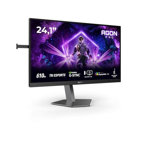 AG246FK6 24 Zoll FHD USB Hub Gaming Monitor, 610Hz, TN Esports Panel, 0.5ms GtG, HDR400, G-Sync Compatible, Höhenverstellung,(1920x1080 HDMI 2X 2.1) Schwarz