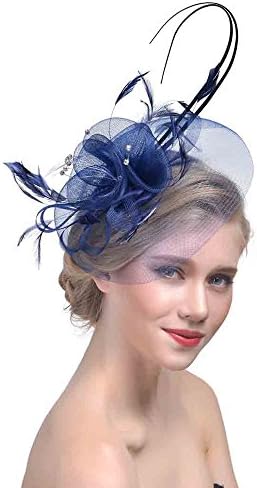 TANGTANGYI Women Flower Mesh Ribbons Feathers Headband Cocktail Tea Party Fashion Bridal Hair Accessories Hat Headwear