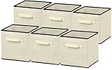 SimpleHouseware Foldable Cube Storage Bin, Beige - 6 Pack (Kitchen)