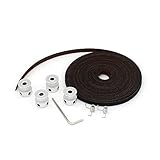 5m GT2 Timing Belt of New Upgrade+4Pcs Bore 5mm 20Teeth Timing Pulley Wheel+2pcs Belt Locking Spring for 3D Printer (Brown)