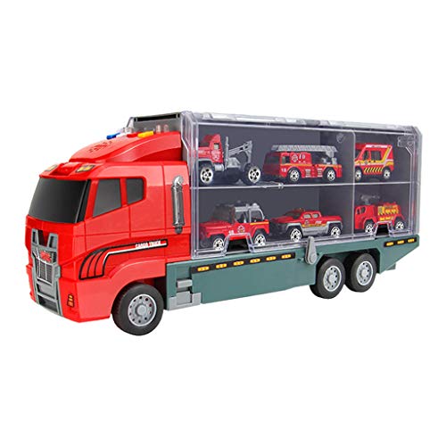 Flurries Transport Car Carrier Truck Educational Vehicles Toy Car for Children's Gift (Red)