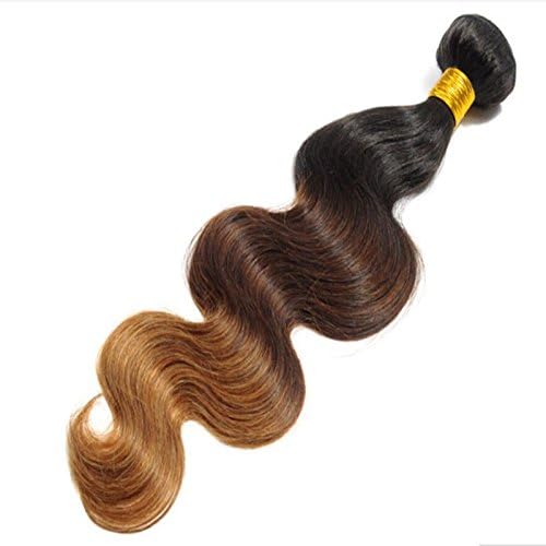 3.5 Ounce 1 Bundle Ombre 28 Inch Body Wave Wavy Human Hair Extensions Dark Medium Brown Blonde Balayage Glue Weaving Sew-in Weave