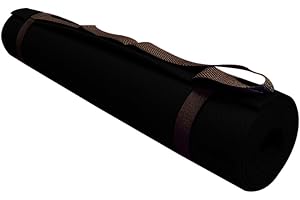 Tapete de Yoga em EVA com Alça de Transporte 170x60 cm Preto Ideal para Exercícios e Meditação