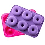 KLEMOO 2-Pack Donut Baking Pan, Silicone, Non-Stick Mold, Bake Full Size Perfect Shaped Doughnuts to Sweeten Your"Hole"