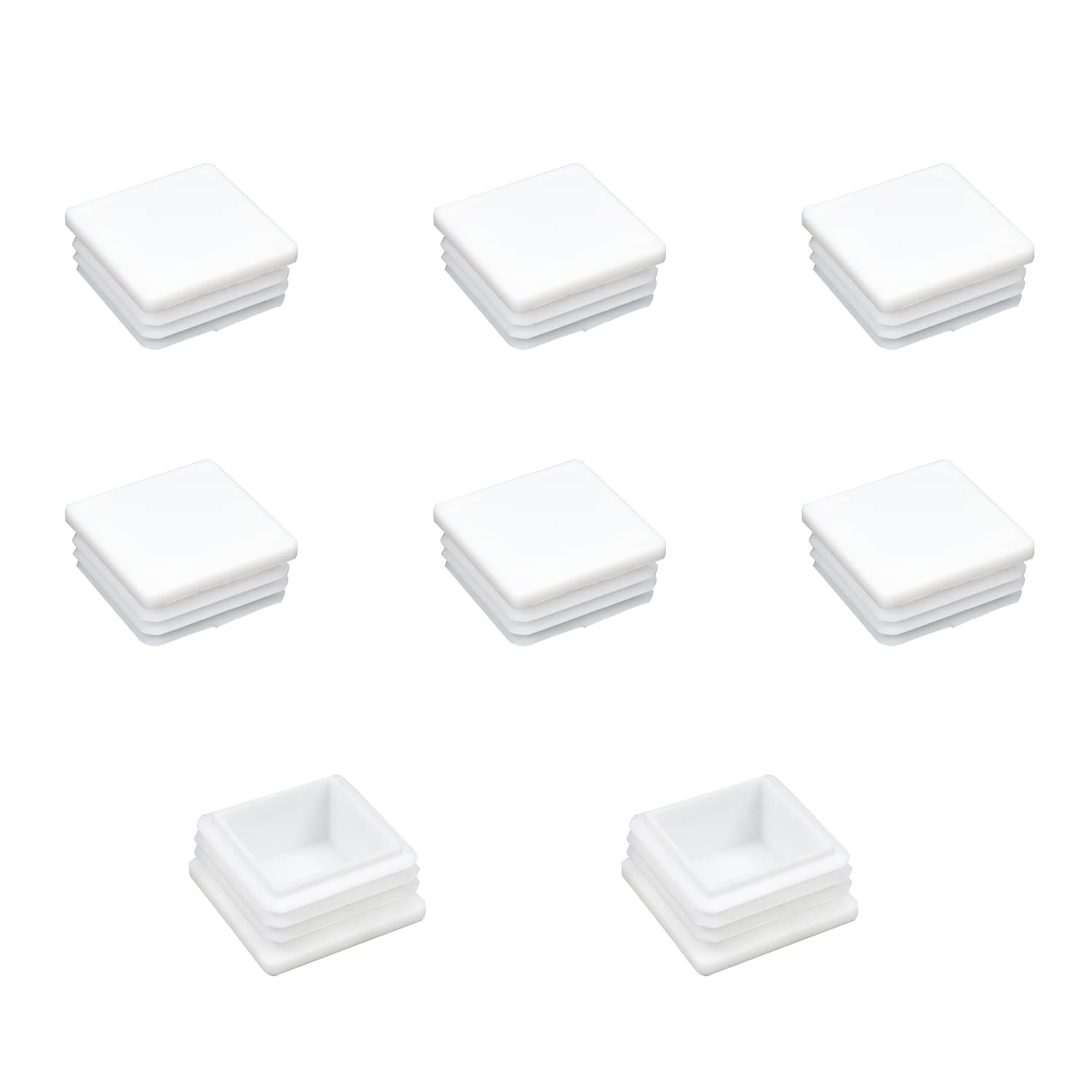 MroMax 8PCS 1.5" x 1.5" (LxW) Plastic Tubing Plug Square Post End Caps for Handrail Stair Newel Guardrail Tube White