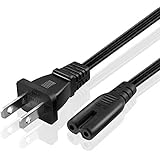 TNP Universal 2 Prong Power Cord (3 Feet) - NEMA 1-15P to IEC320 C7 Figure 8 Shotgun Connector AC Power Supply Cable Wire Socket Plug Jack (Black) Compatible with Apple TV, PS4, PS3 Slim, LED HDTV