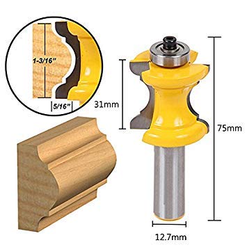 Generic 1/2 Shank Bullnose with Bead Column Face Molding Router Bit Woodworking Tool