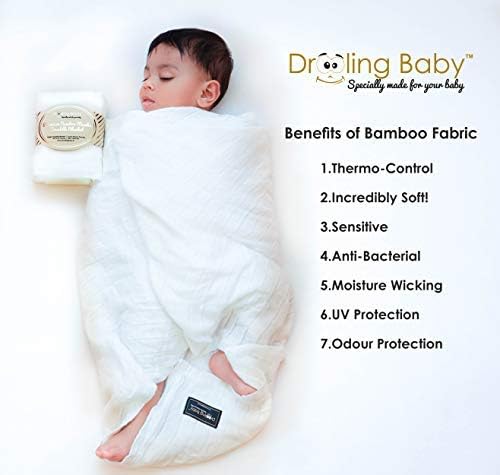 Drooling Baby's Bamboo Muslin Swaddle Blankets | Unisex Baby Blanket | Newborn Muslin Baby Blanket | 100% Bamboo Muslin Blanket