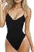 ESONLAR Women's Tie up Knot Front V Neck One Piece Swimwear Bathing Suit