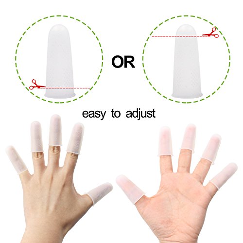 Quable 10 Pieces Silicone Gel Finger Protector, Finger Sleeves Great For Glue/Craft/Sewist/Wax/Rosin/Resin/Honey/Adhesives/Finger Cracking/Sport games (White) - Thumbnail 5