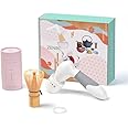 ZENRC Matcha Whisk Mate Electric Powered and Bamboo Matcah Chasen Set - Whisking Traditional Matcha Easily - Battery Portable Matcha Stirer Mixer Tea Machine Nice Matcha Set Gift Kit (White-Mate-2)