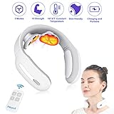 Neck Massager with Pulse Heated, Smart Cordless 4D Electric Neck Massage Equipment with 3 Modes and 15 Speeds for Office, Home,Travel, Gifts for Women Men Dad Mom