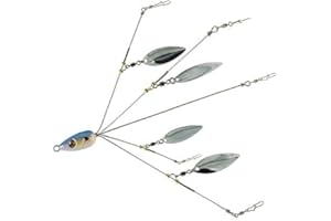 ILURE Alabama Rig for Bass Fishing Lures Swim Bait Umbrella Ultralight Multi and Blade 5 arm (Blue)