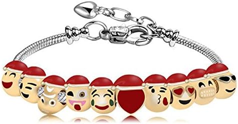 Emoji Bracelet,ZhiDa Expression Funny Smiley Emoji Charm Pull Decorative Bracelet 10 Beads Emoji Chains for Girls Kids Women